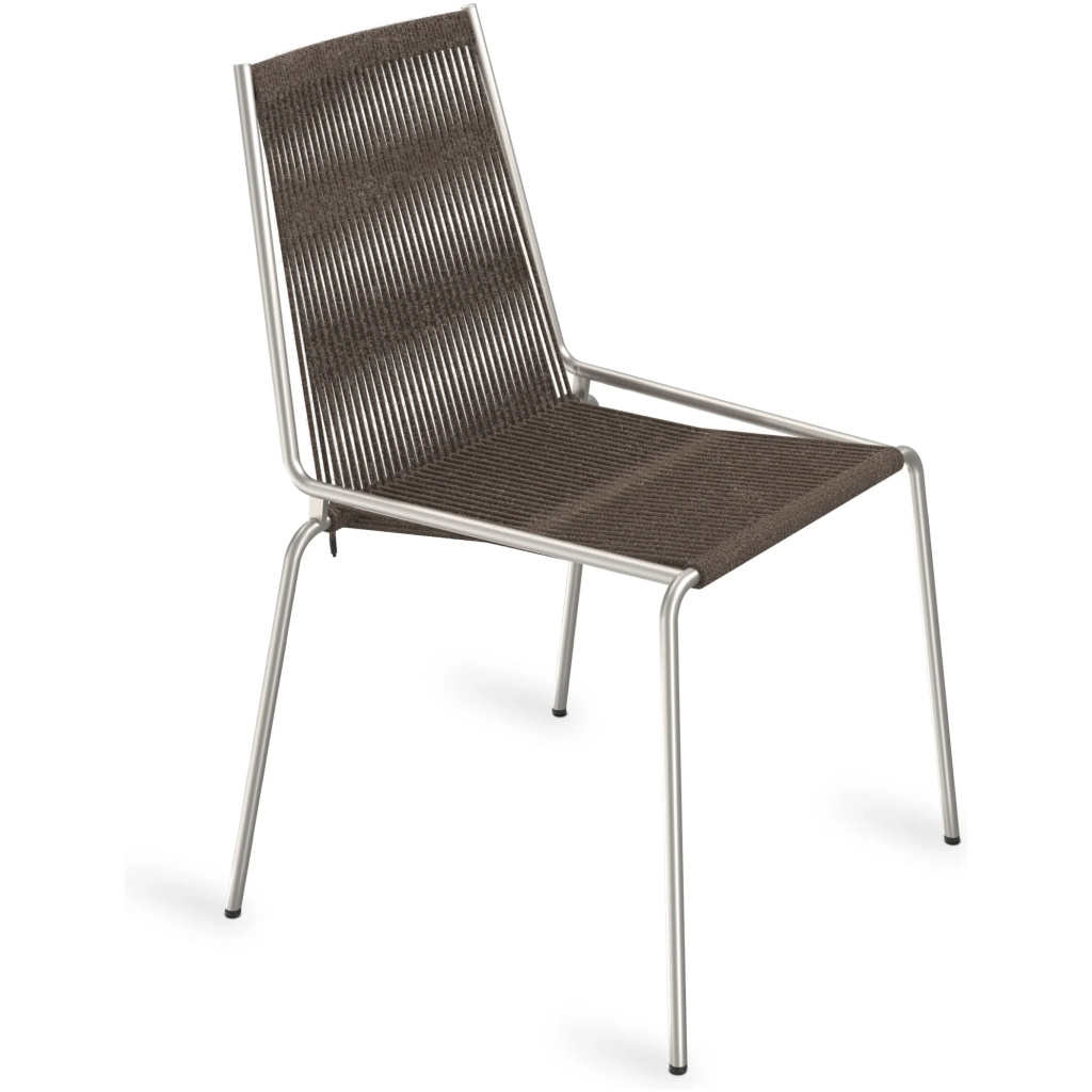THORUP Noel Armrest Chair I Brushed Stainless Steel Base / Dark Grey Wool