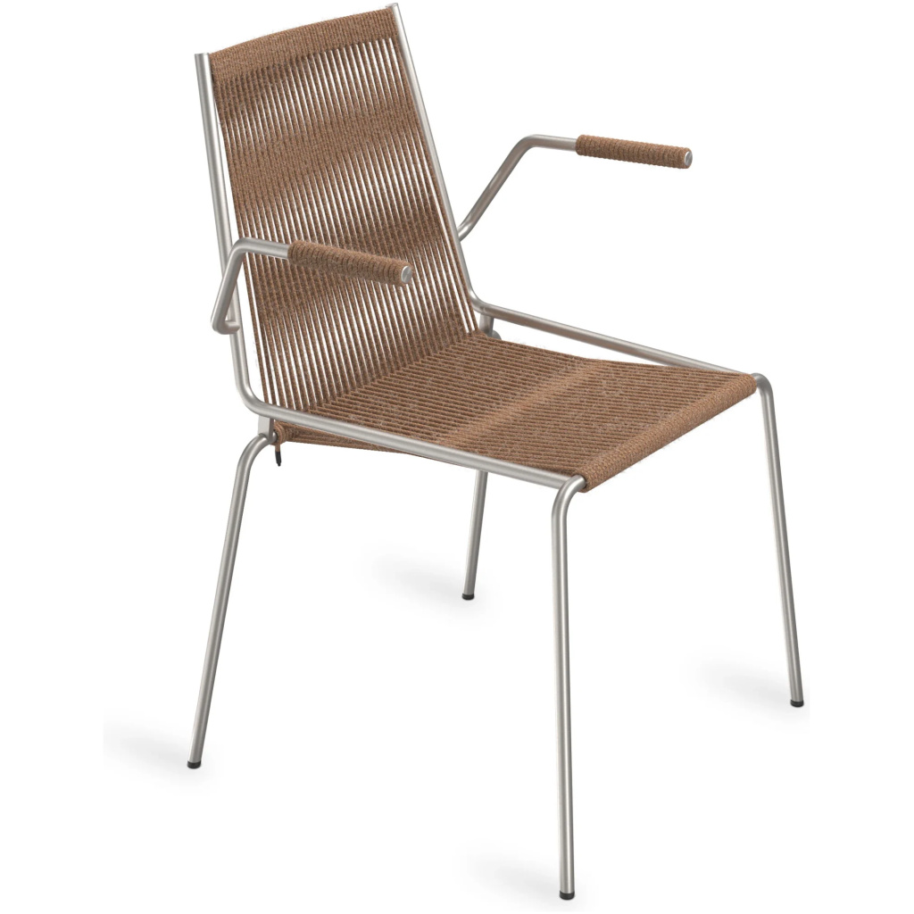 THORUP Noel Armrest Chair I Steel Base / Brown Wool