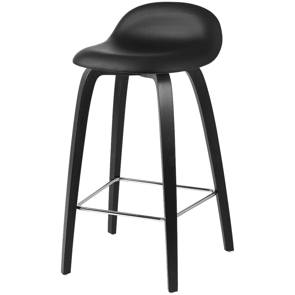 GUBI 3D Counter Stool – Fully Upholstered, 65, Wood base