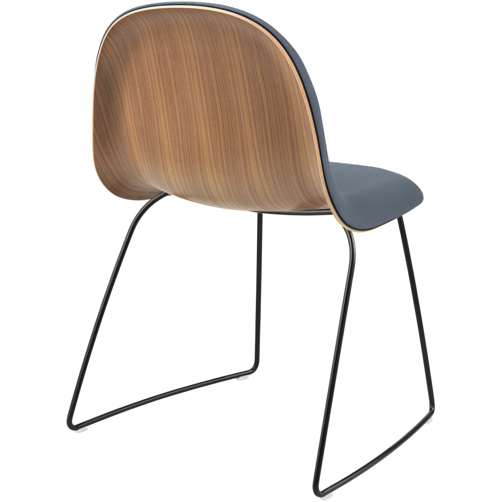 GUBI 3D Dining Chair – Front Upholstered, Sledge base stackable, Wood Shell