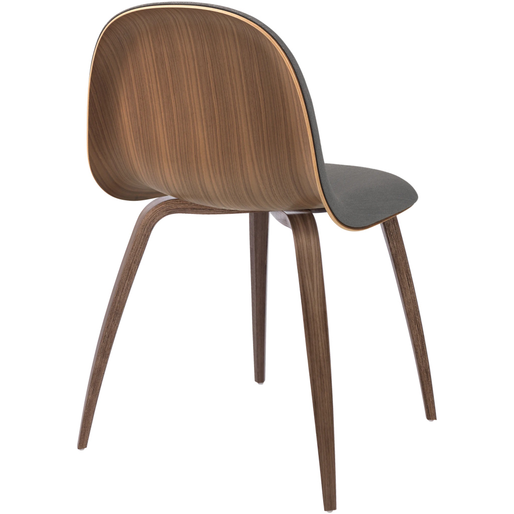 GUBI 3D Dining Chair – Front Upholstered, Wood base, Wood Shell