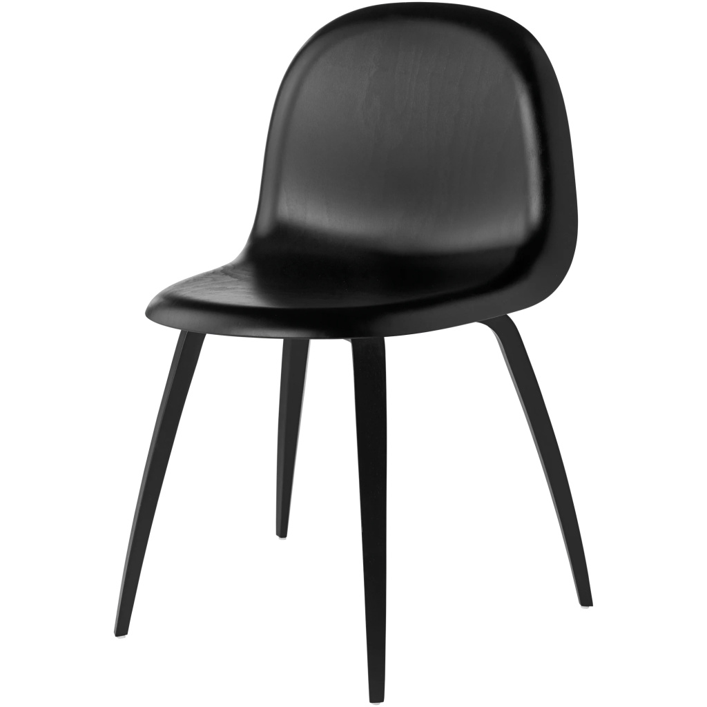 GUBI 3D Dining Chair – Un-Upholstered, Wood base, Wood Shell