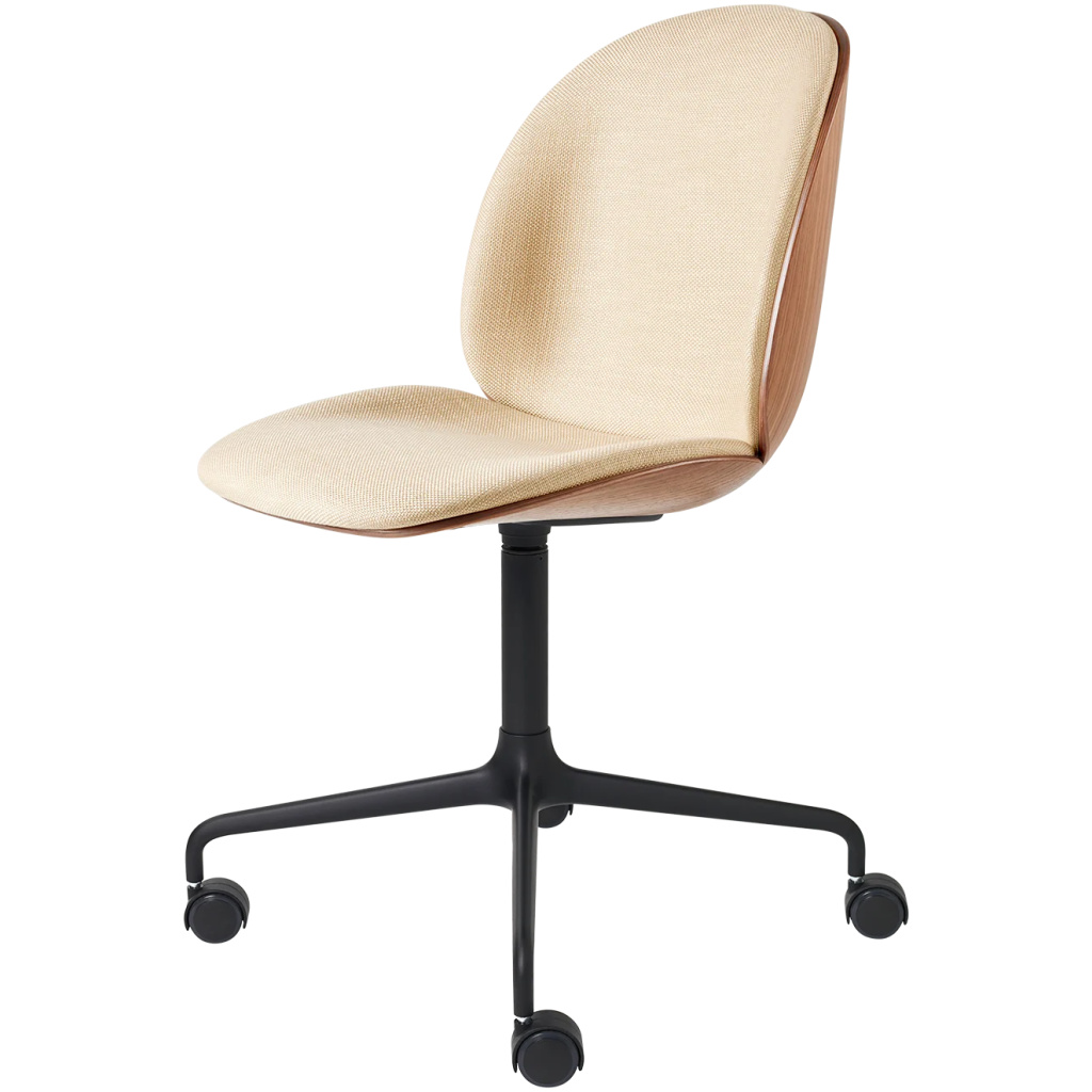 Beetle Meeting Chair – Front Upholstered, 4-star w. castors, Veneer Shell