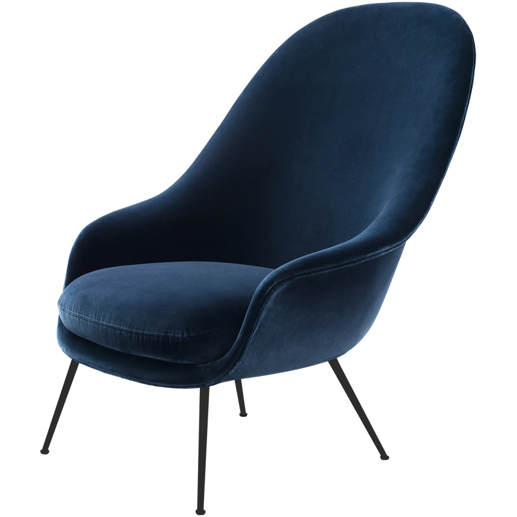 Bat Lounge Chair – Fully Upholstered, High back, Conic base