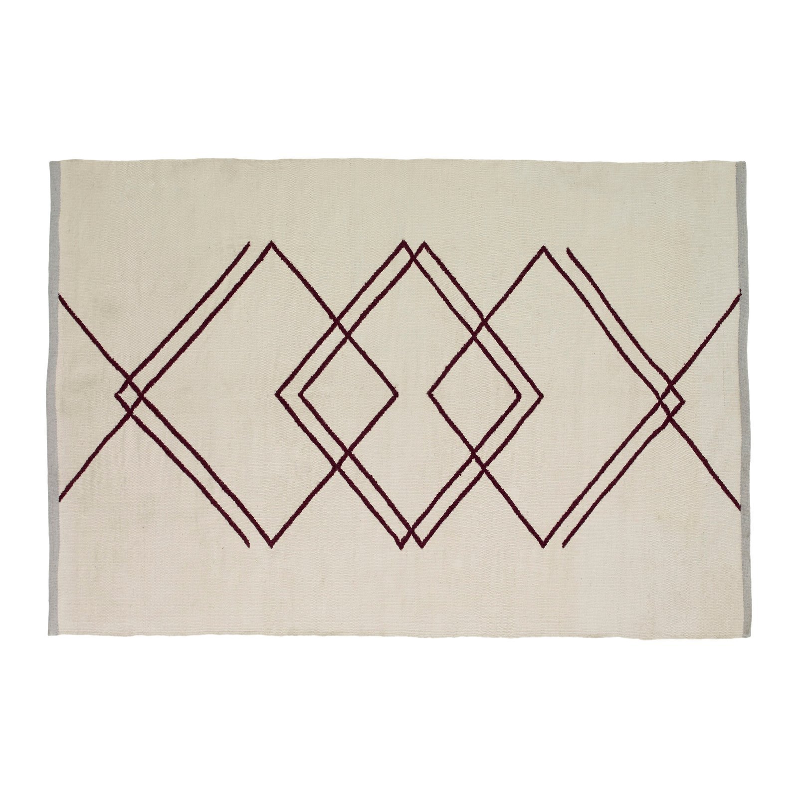 Rhomb Tæppe Hvid/Burgundy