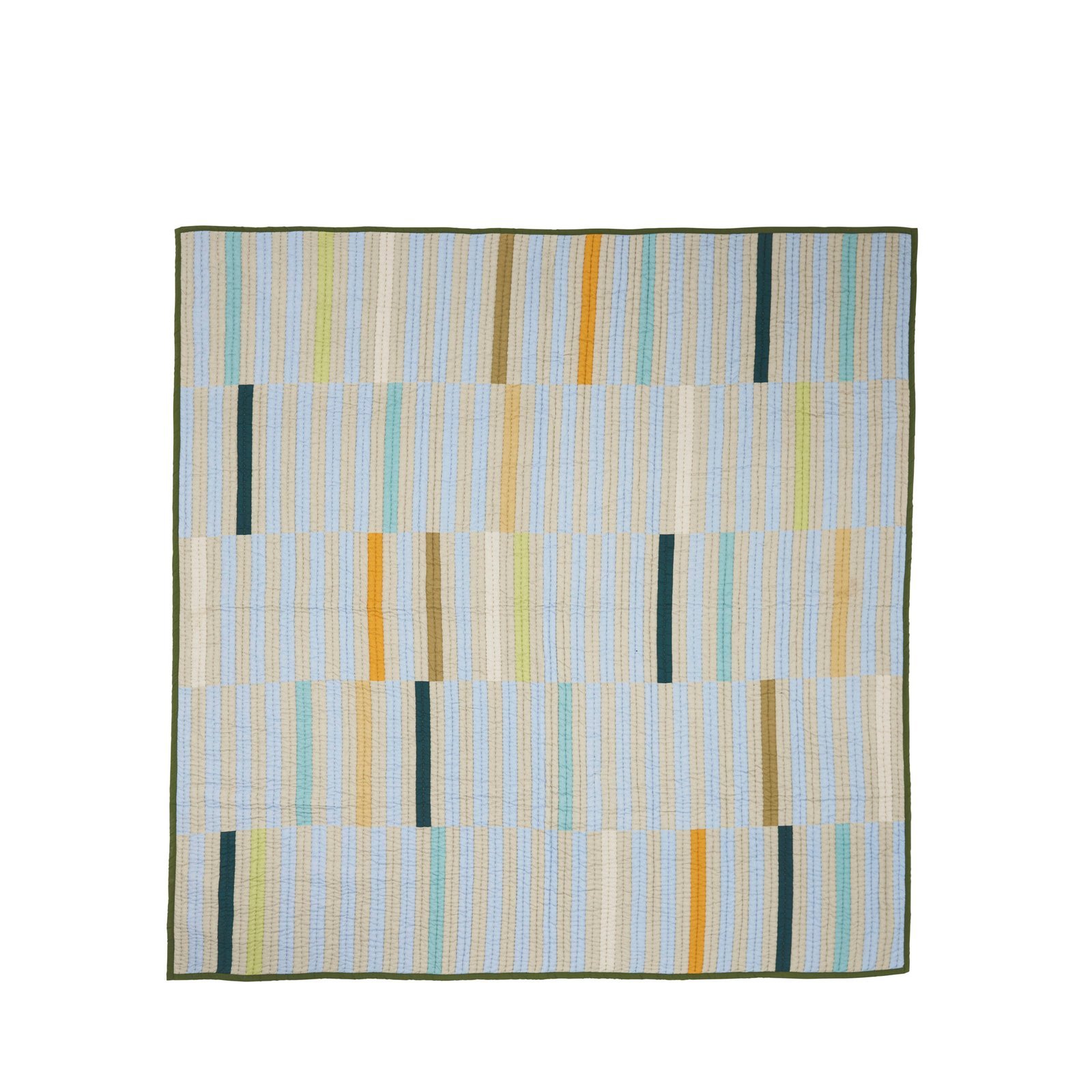 Twist Sengetæppe Block 260x260 Mørkegrøn/ Flerfarvet