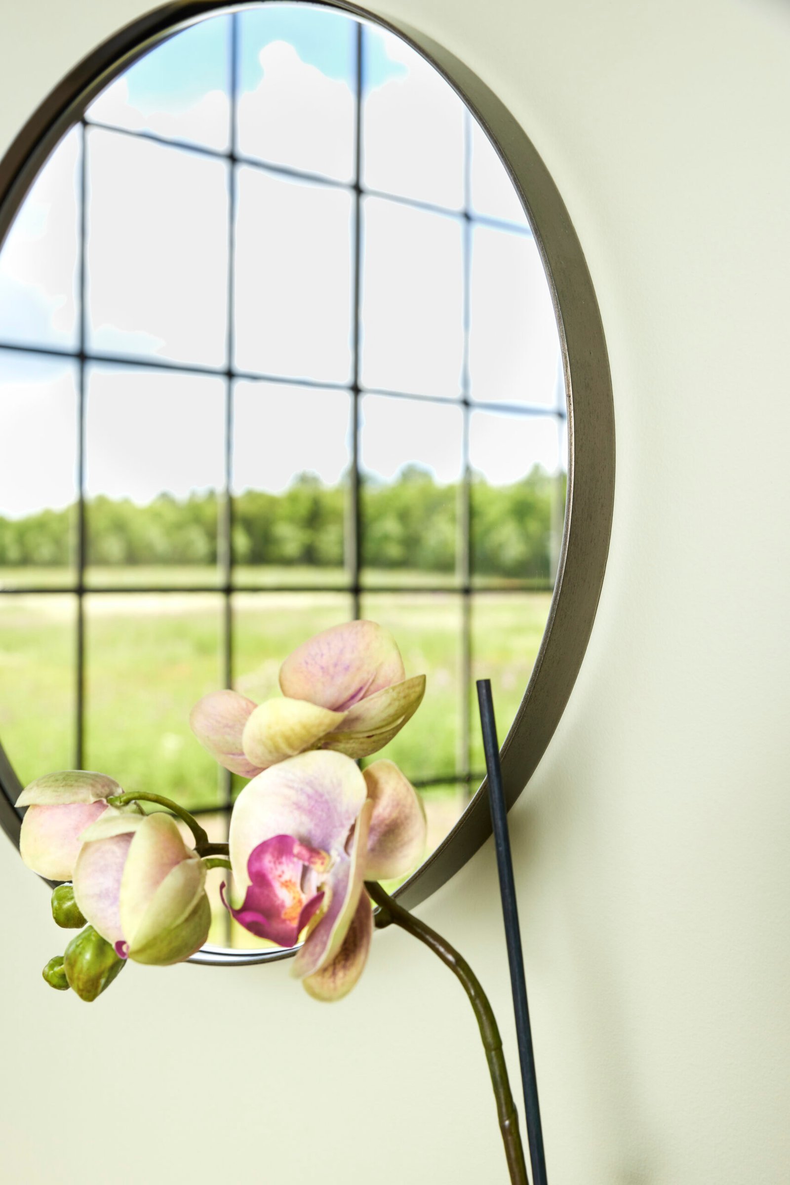 Retro Vægspejl Rund Børstet stål