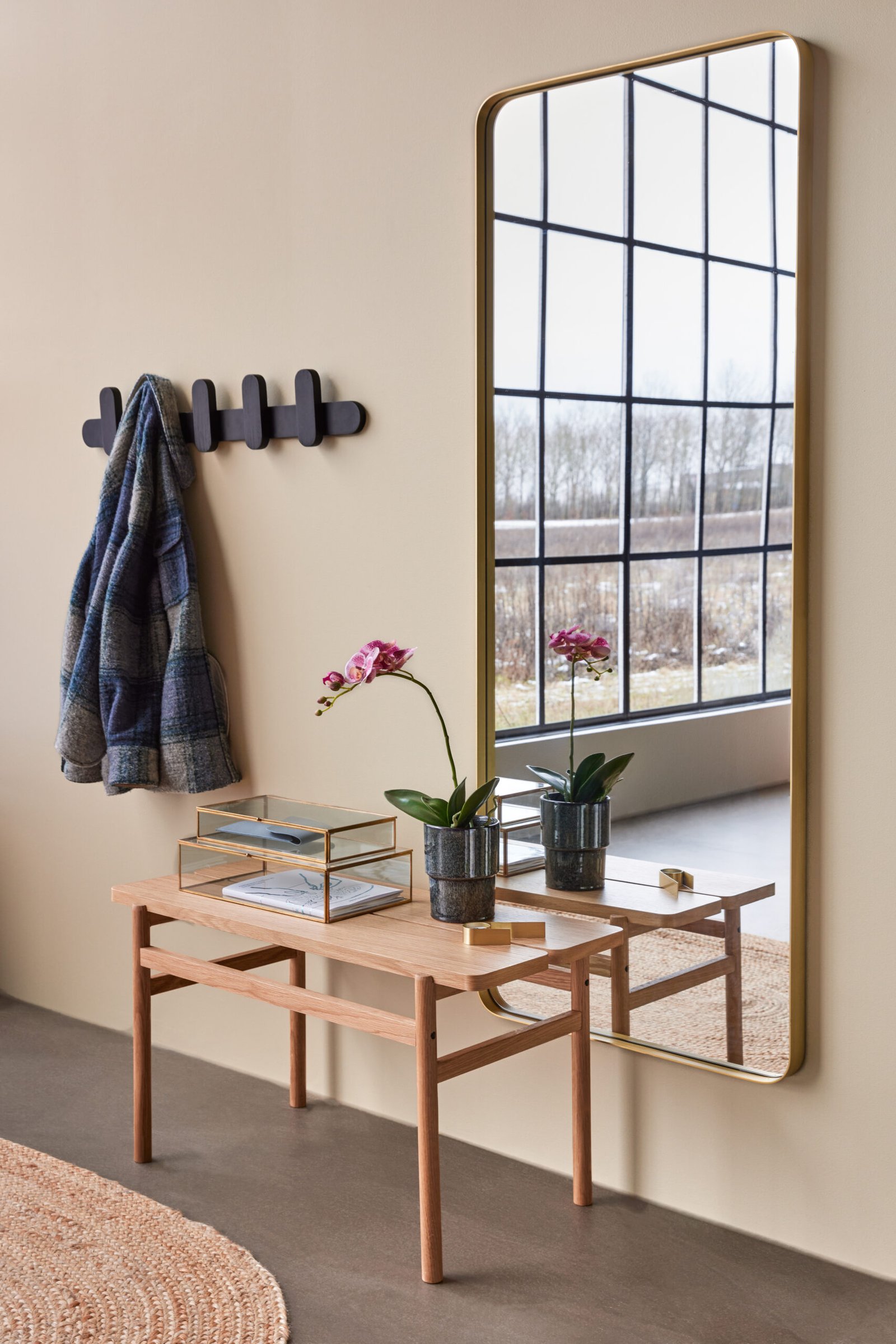 Retro Vægspejl Large Messingfarve