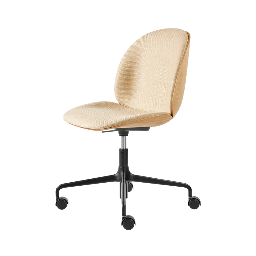 Beetle Meeting Chair - Front Upholstered, Height adjustable 4-star base w. castors, Veneer Shell