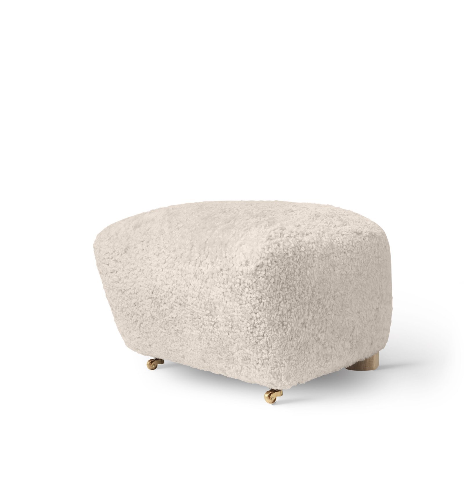 The Tired Man Ottoman, Wooden Base, Sheepskin