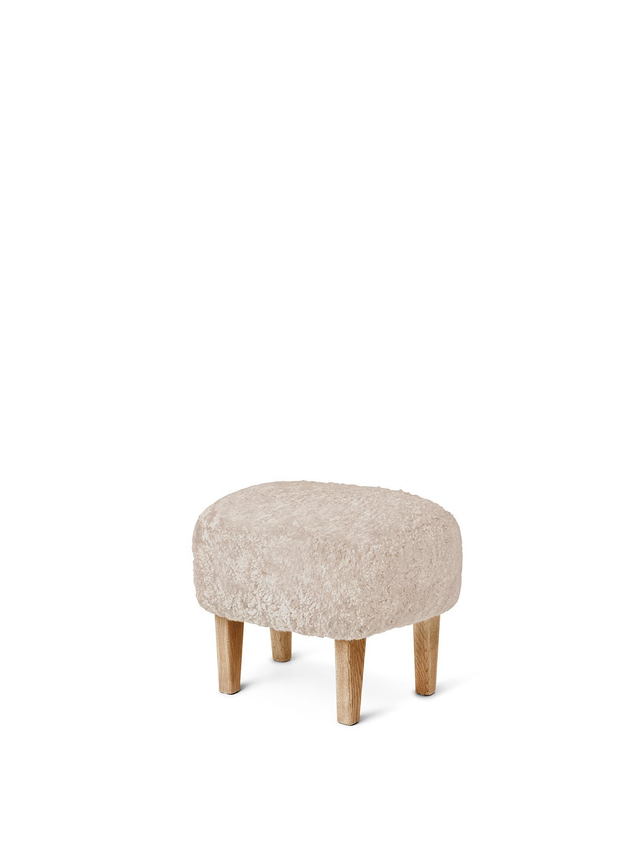 Ingeborg Ottoman, Wooden Base, Sheepskin