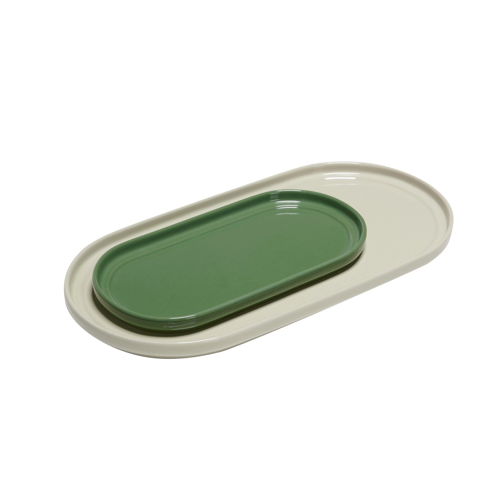 Amare Serveringsfade Sand/Grøn (sæt af 2)