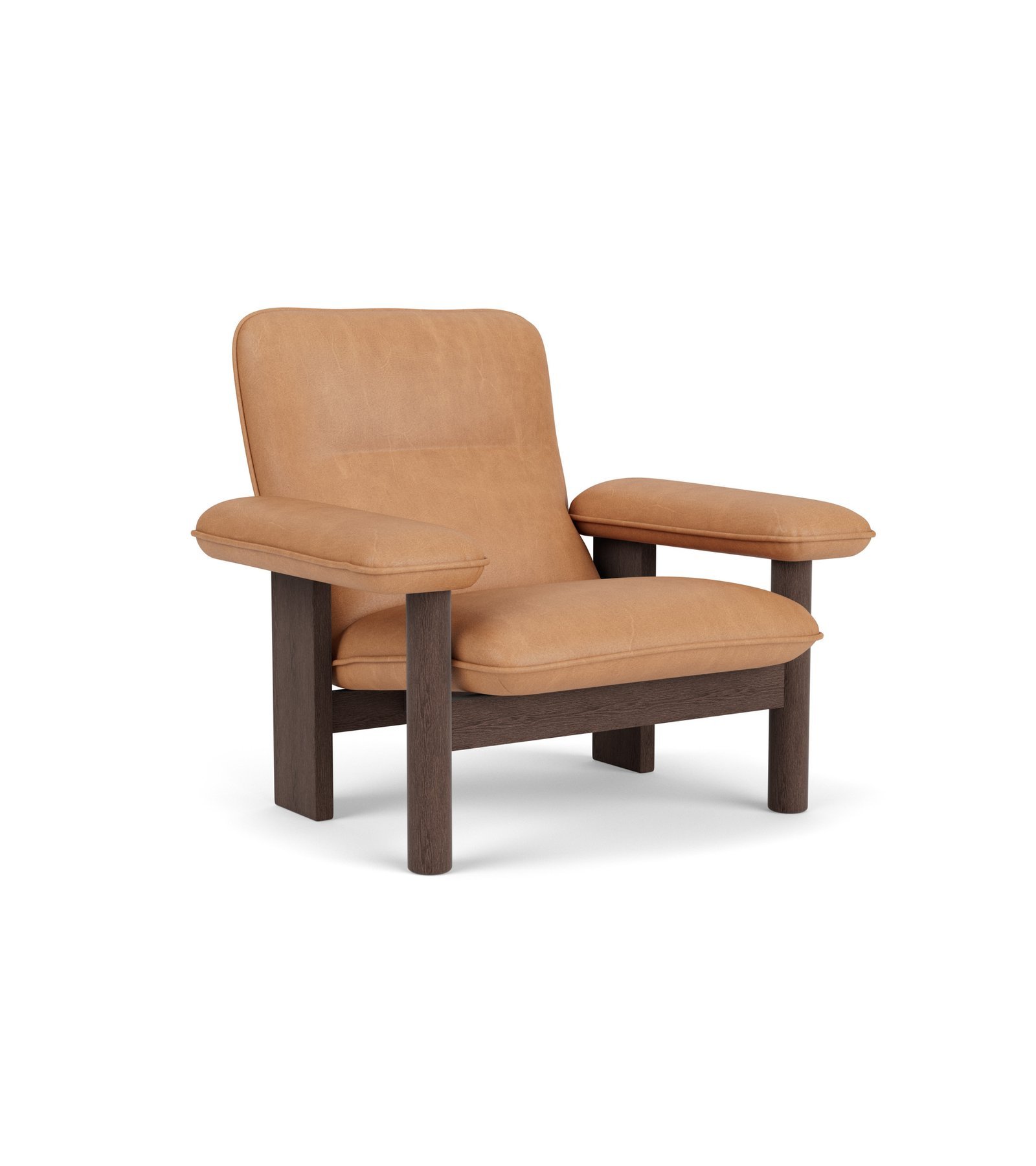 Brasilia Lounge Chair, Wooden Base, Leather
