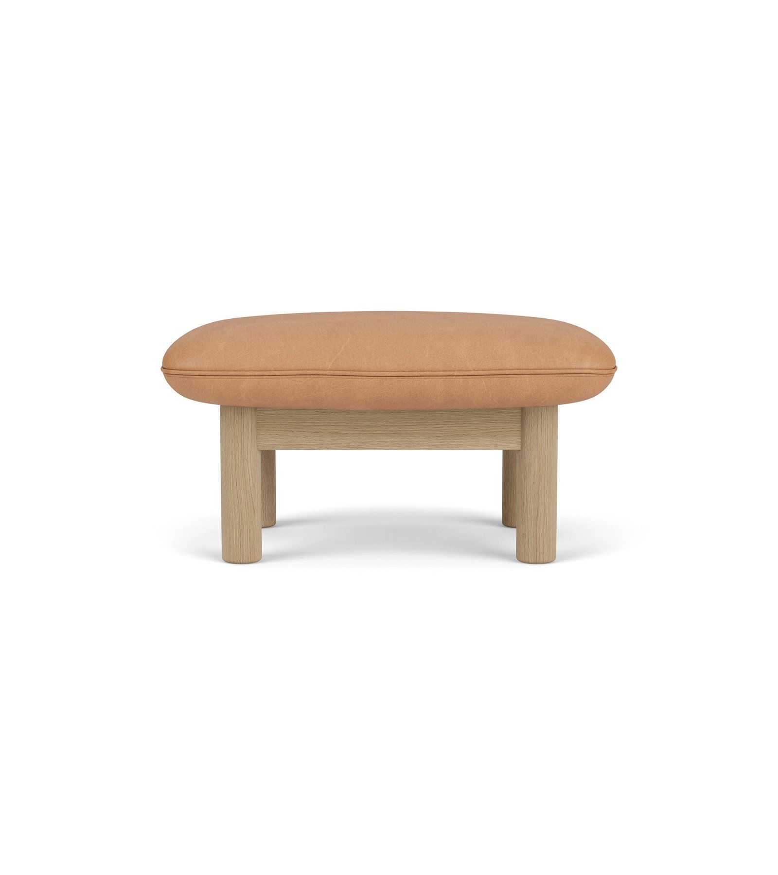 Brasilia Ottoman, Wooden Base, Leather