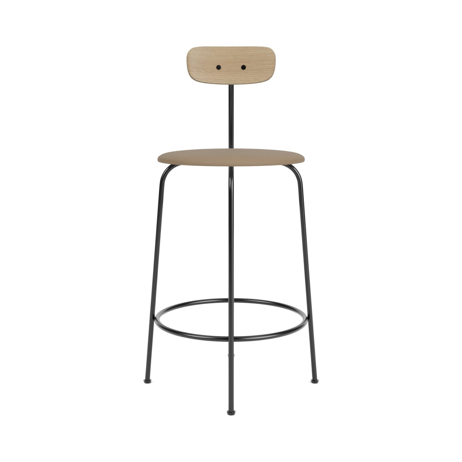 Afteroom Counter Chair, Metal Base, Leather