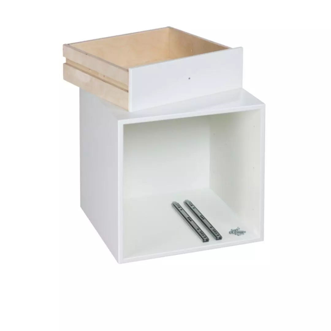 KUBIK Color (kvart) reolkasse med 1 skuffe - 35x35 cm.