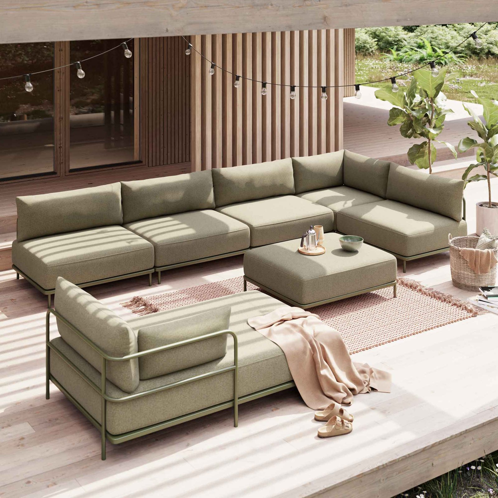 Vincent Outdoor, 3-personers dobbeltchaiselong modulsofa