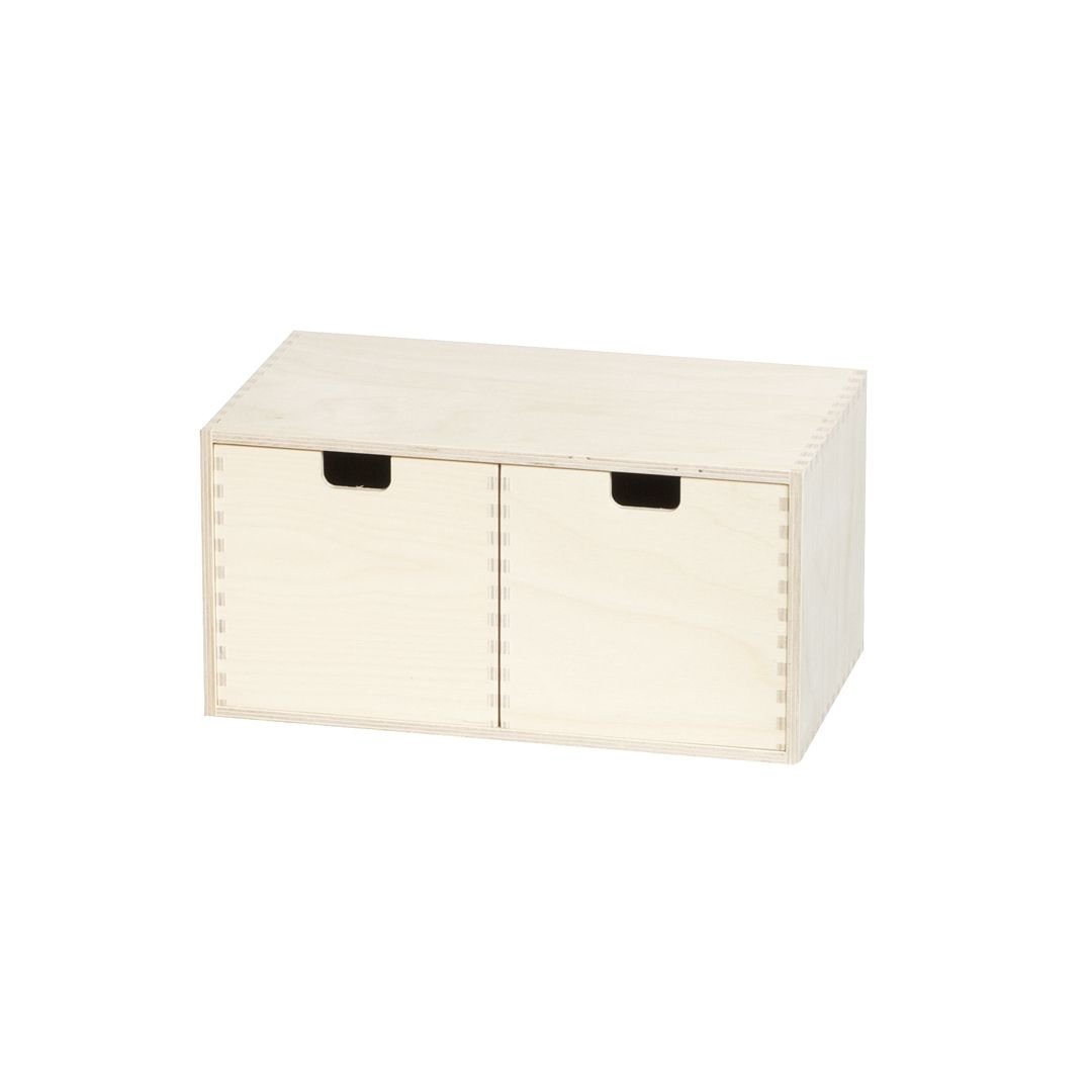 Finérkasse med 2 skuffer (34x17xD20 cm)