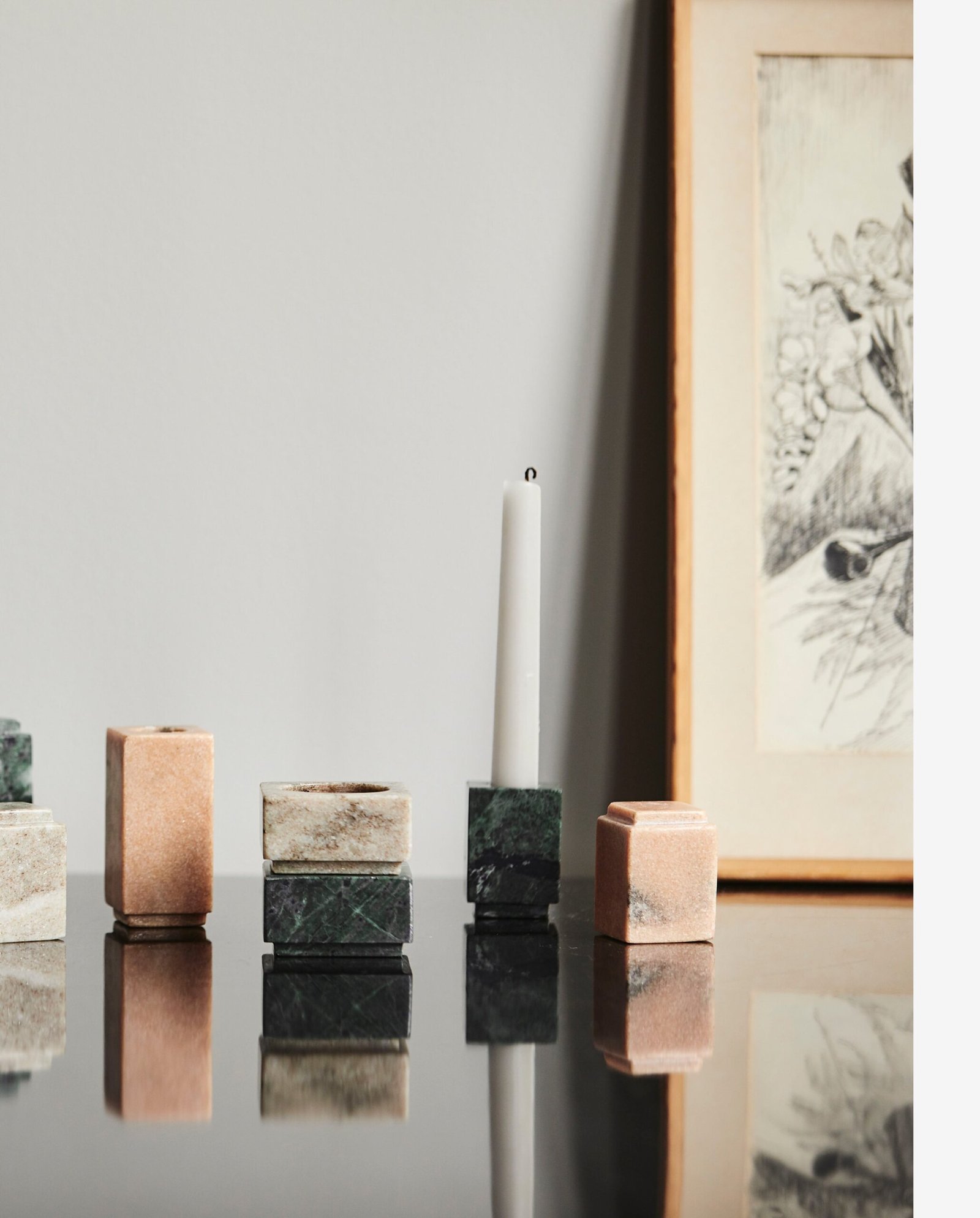 HAIDA candle holder, L - rose marble