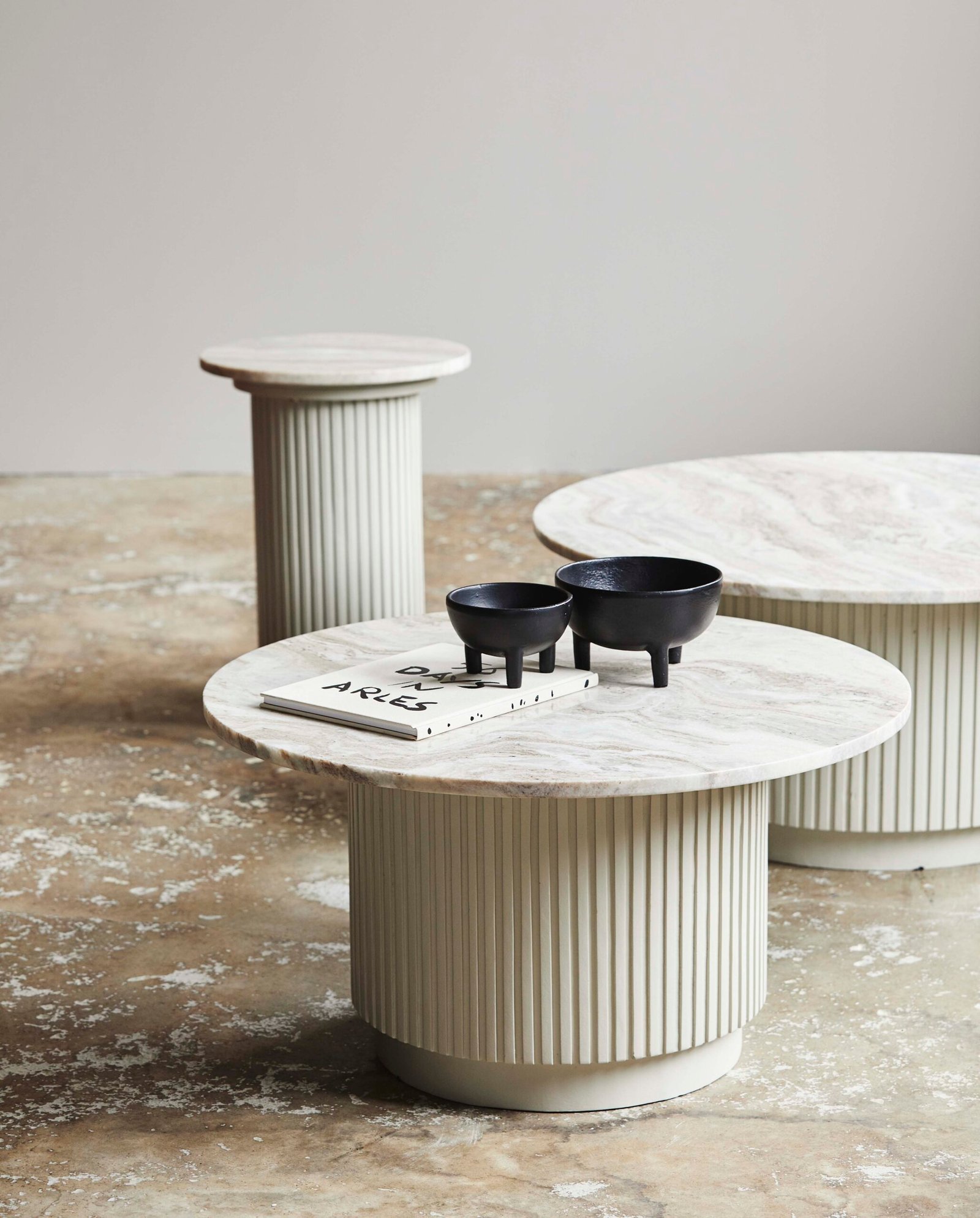 ERIE round coffee table, ø75 cm - ivory marble tabletop
