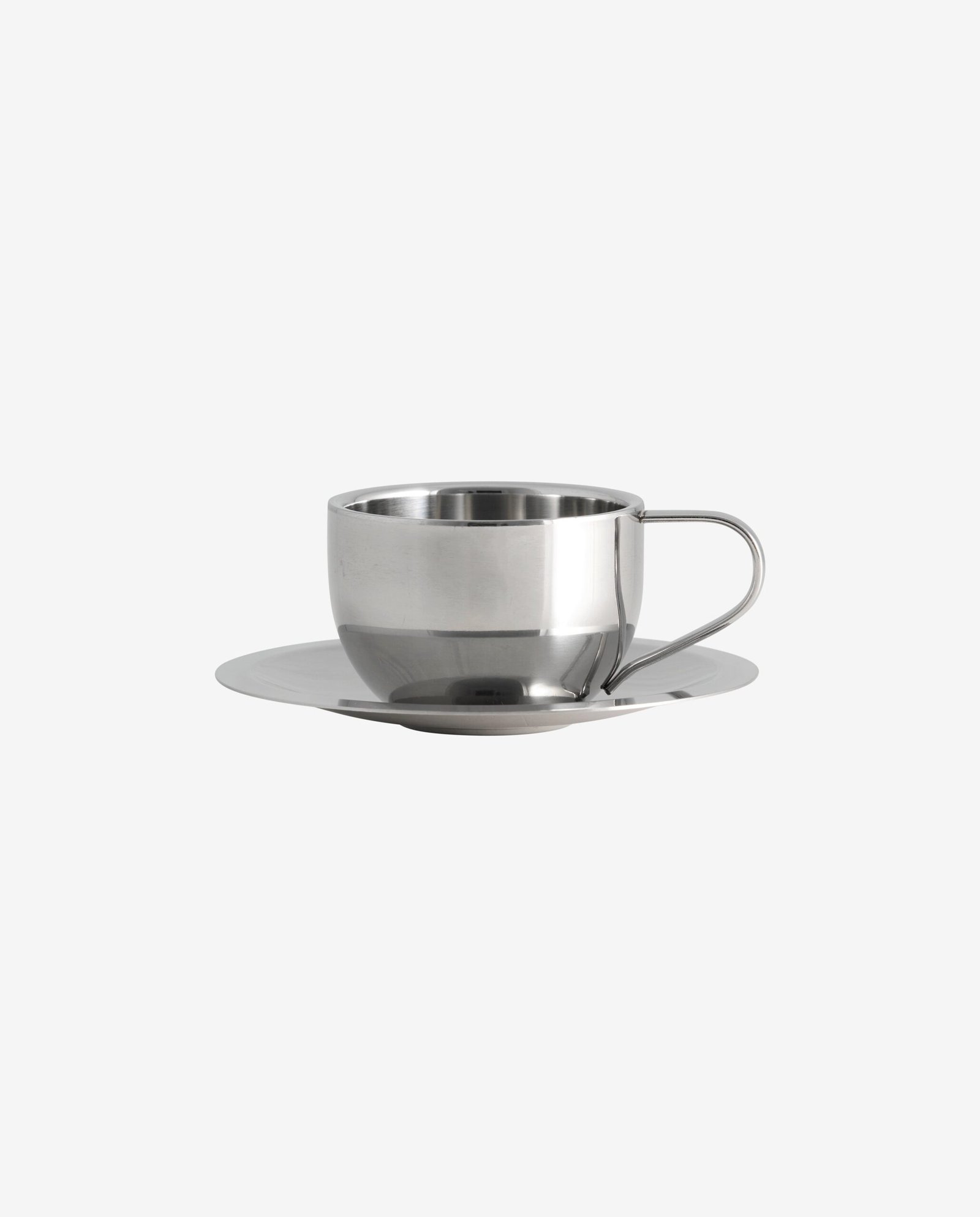 VIREA cup w/ saucer - chrome finish