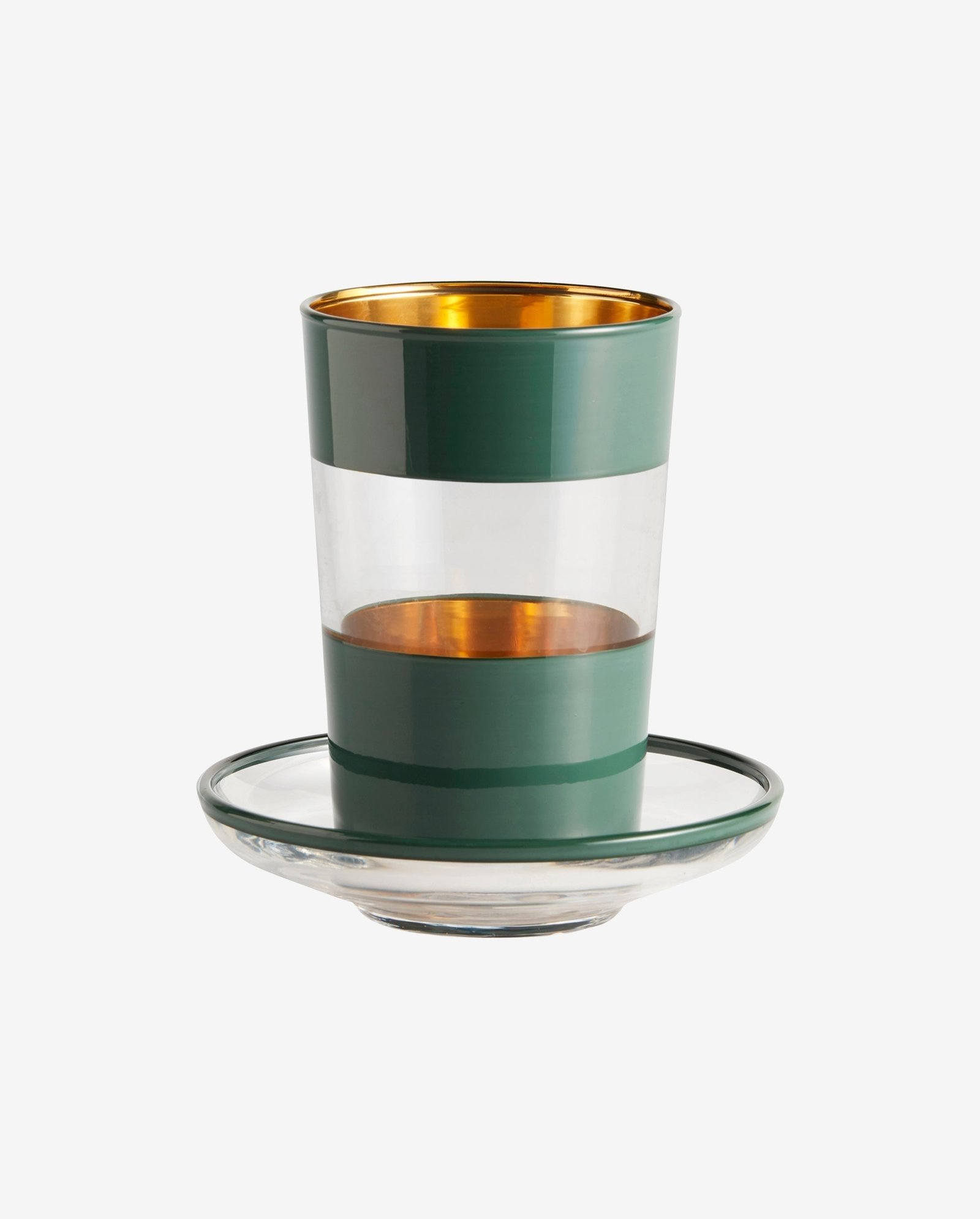 Tea glass w/saucer - dark green