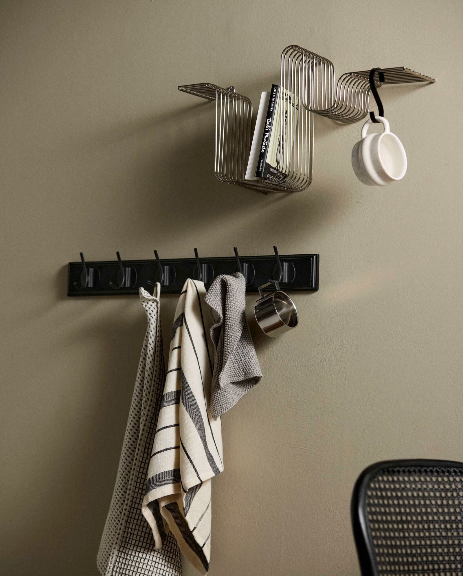 LYNX tea towel, off white/black stripes