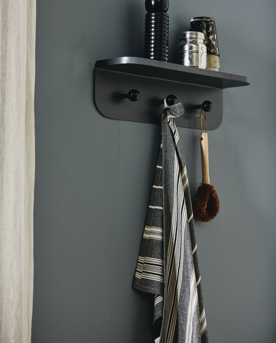 ORION tea towel, off white/black stripes