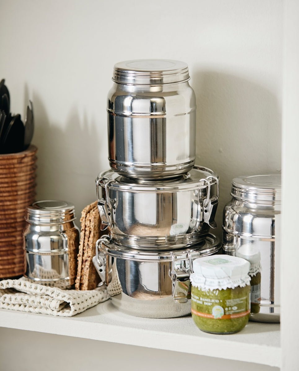CANI can w/lid, high, M - stainless steel