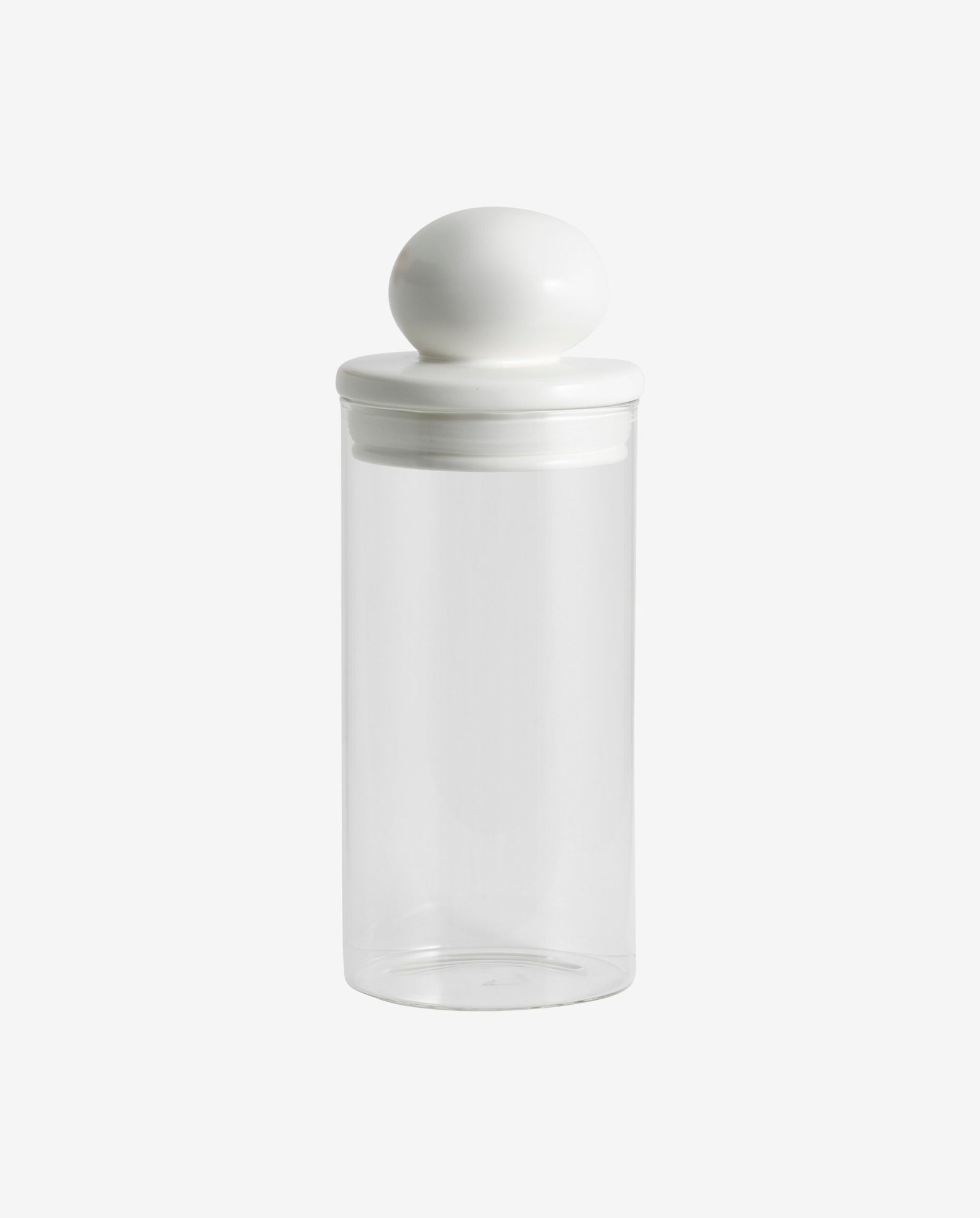 PLUM storage glass w. lid, tall - clear