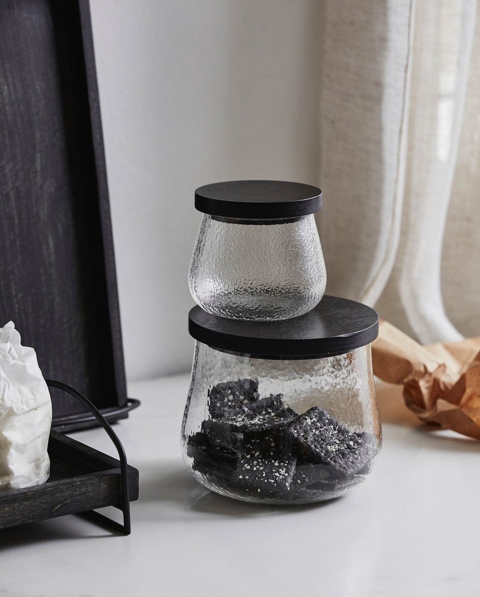 PLUMSI storage glass w. lid, S