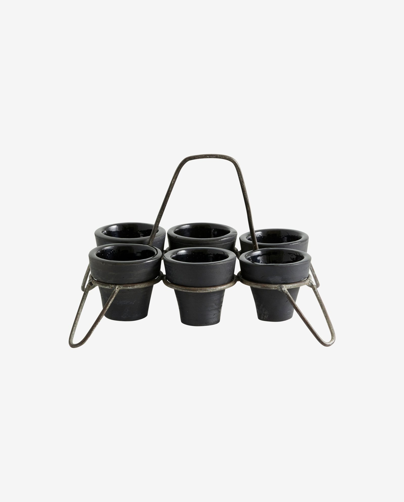 JUNIPER cups w. holder, terracotta - black