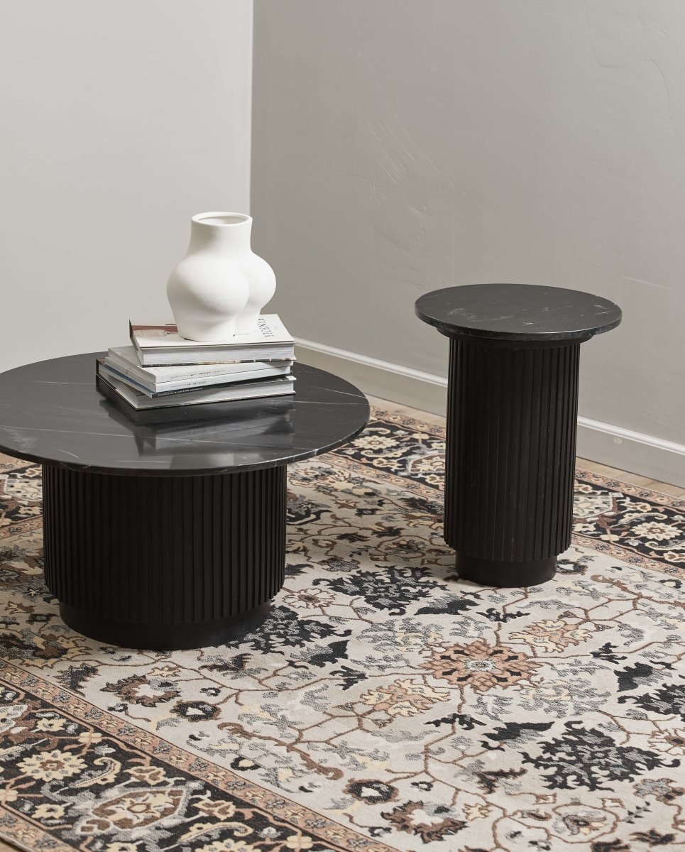 ERIE round coffee table, ø75 cm - black marble top