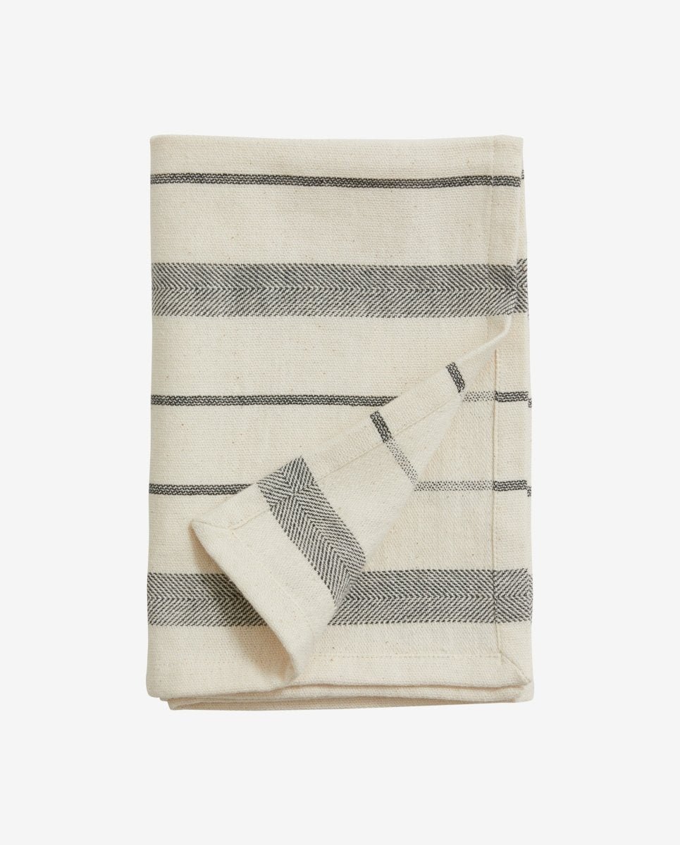 LYNX tea towel, off white/black stripes