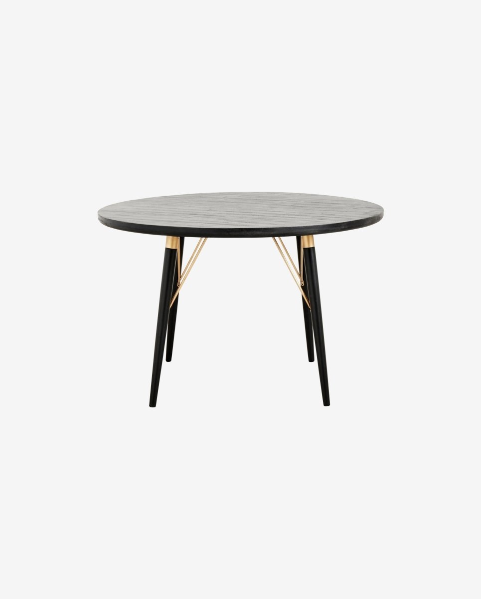 LUVUA dining table, round - black wood
