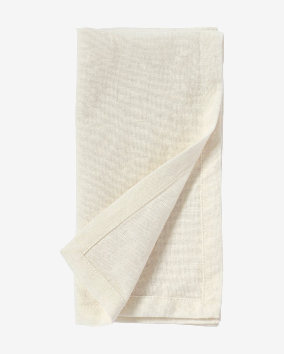 Napkin, ivory, hemmed