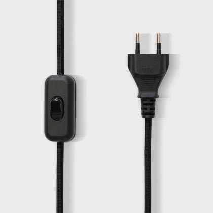 Black textile cord with ON/OFF Switch - EU plug